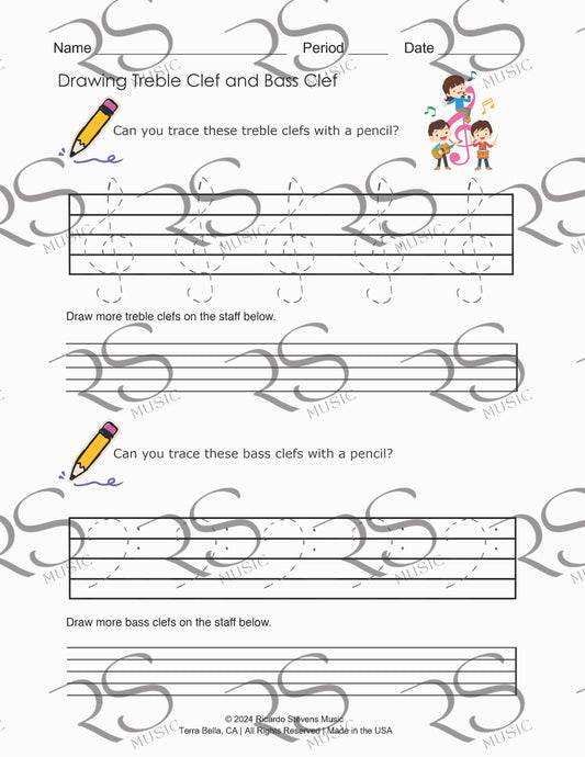 Draw Treble Clef and Bass Clef