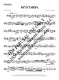 Sheet music for trombone with the title 'Mystaria' by Ricardo Stevens.