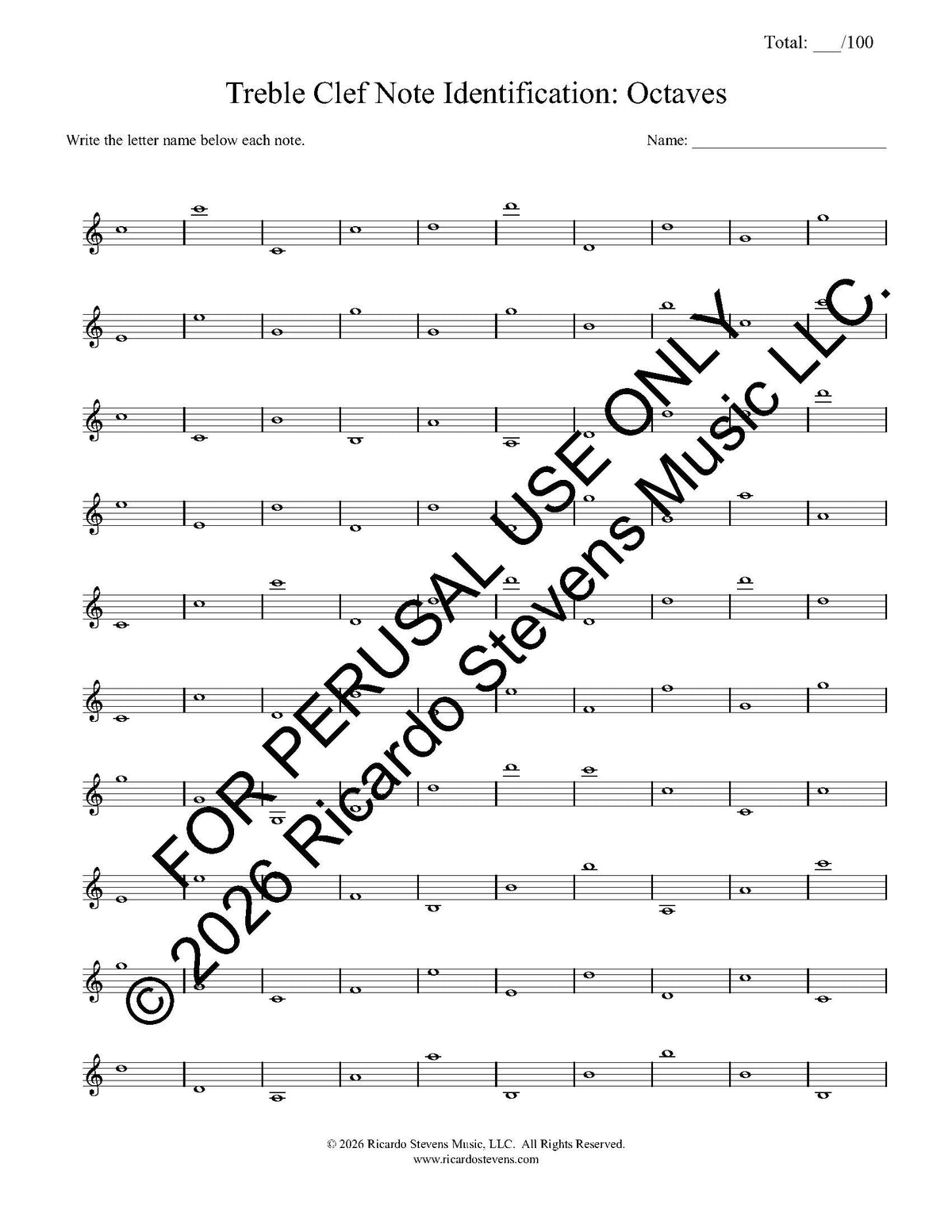 Treble Clef Note ID: Octaves & Ledger Lines | Ricardo Stevens – Ricardo ...